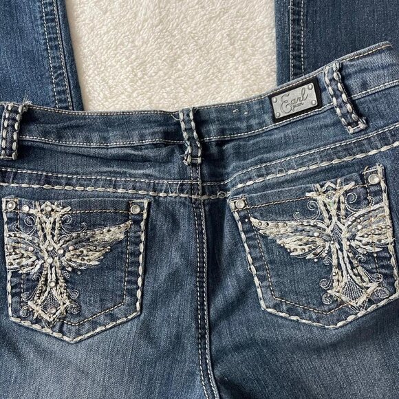 Y2K Bling Back Pocket Low Rise Bootcut Jeans - Picture 3 of 8